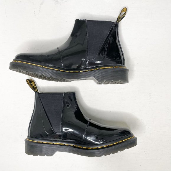 Dr. Martens Black Patent Leather Bianca Pointed Toe Chelsea Boot Women's Size 7 - Picture 9 of 12